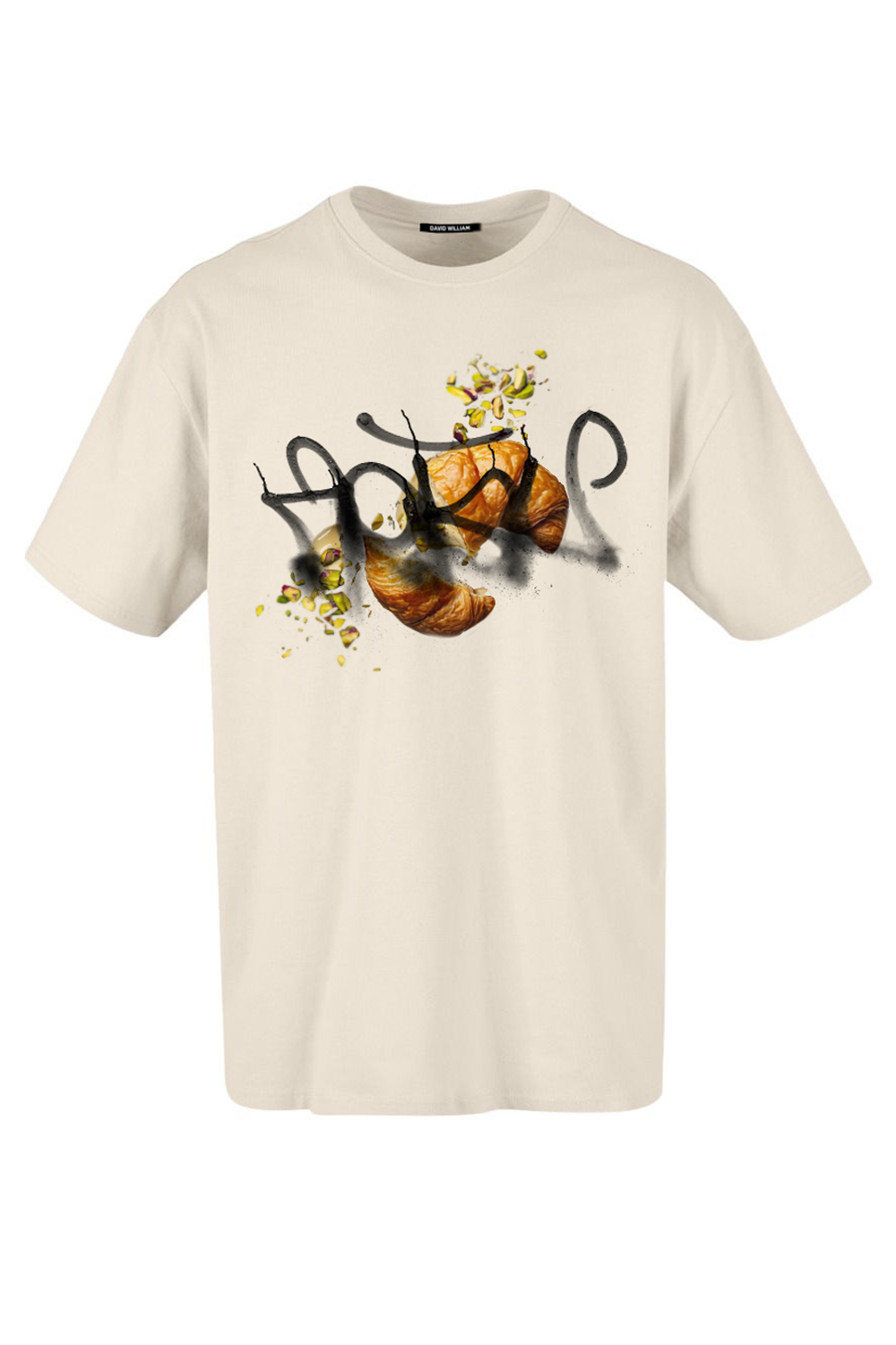 Zerdatschtes Tee Croissant T-Shirt Packshot - David William